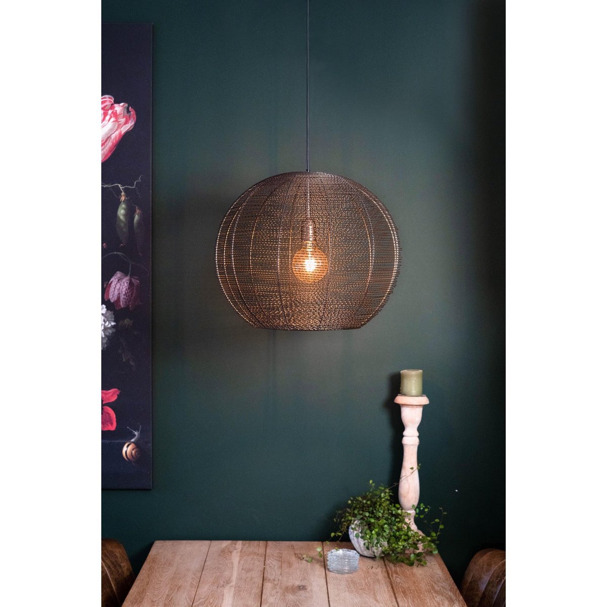 Hanging lamp LUCAS antique bronze Ø50x38cm