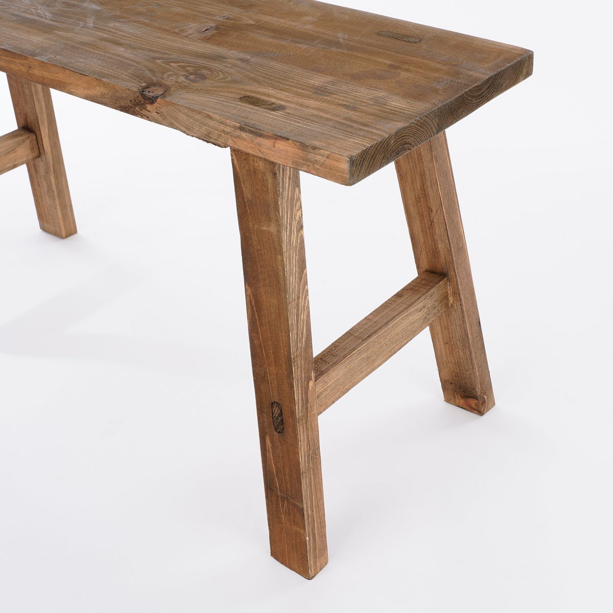 Bold Wooden Bench - L80 x W37 x H44 cm - Recycled Wood - Brown