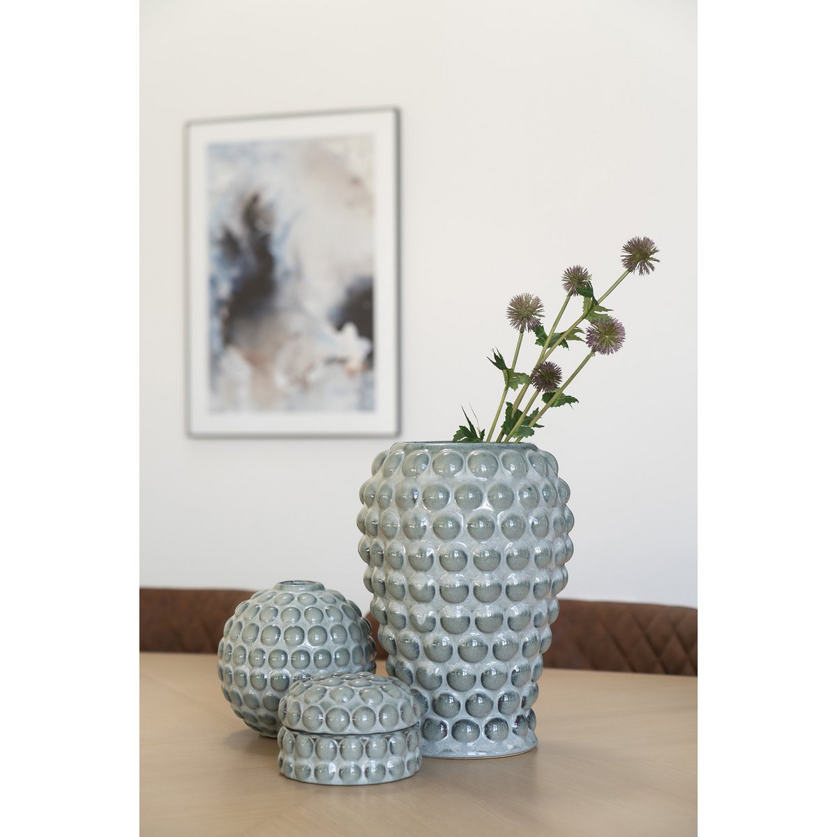 Vase - Vase in ceramic, blue, Ø20,5x28 cm