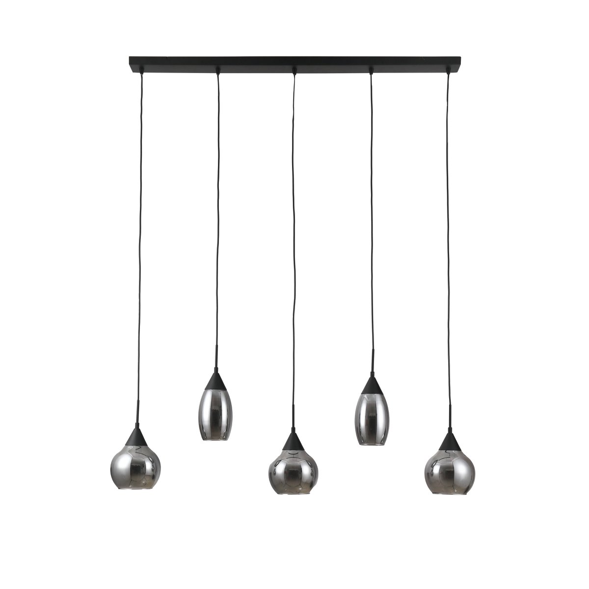 Hanglamp - 5-lichts - smoke glas