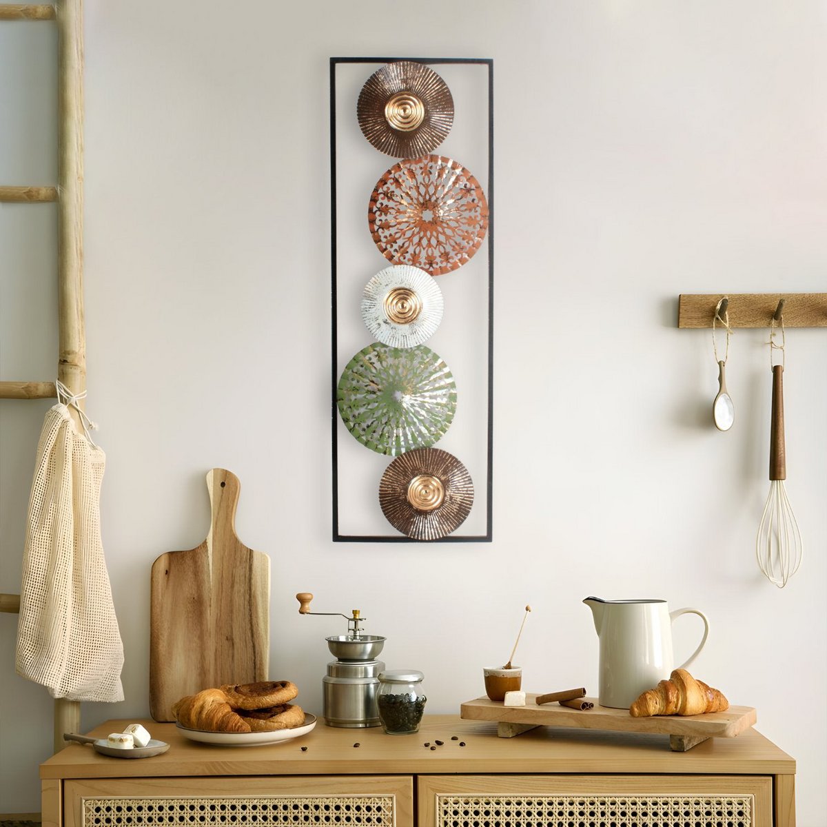 Vijf decoratieve cirkels in een frame