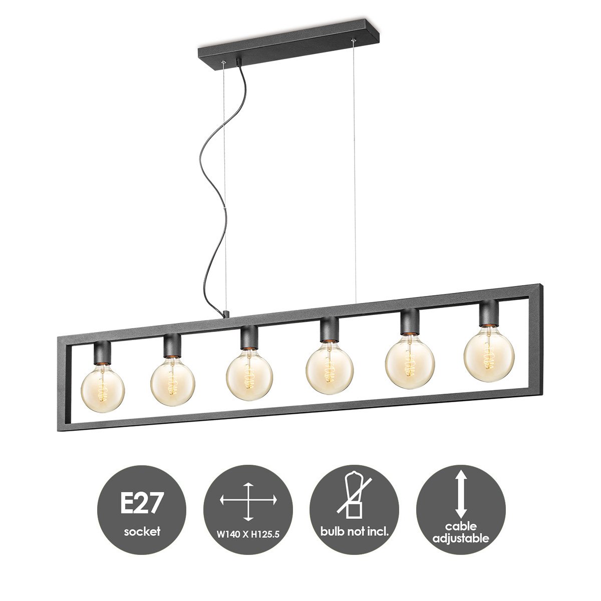 Home Sweet Home Hanging lamp Fito 6 lights - Black - 140x12x125cm