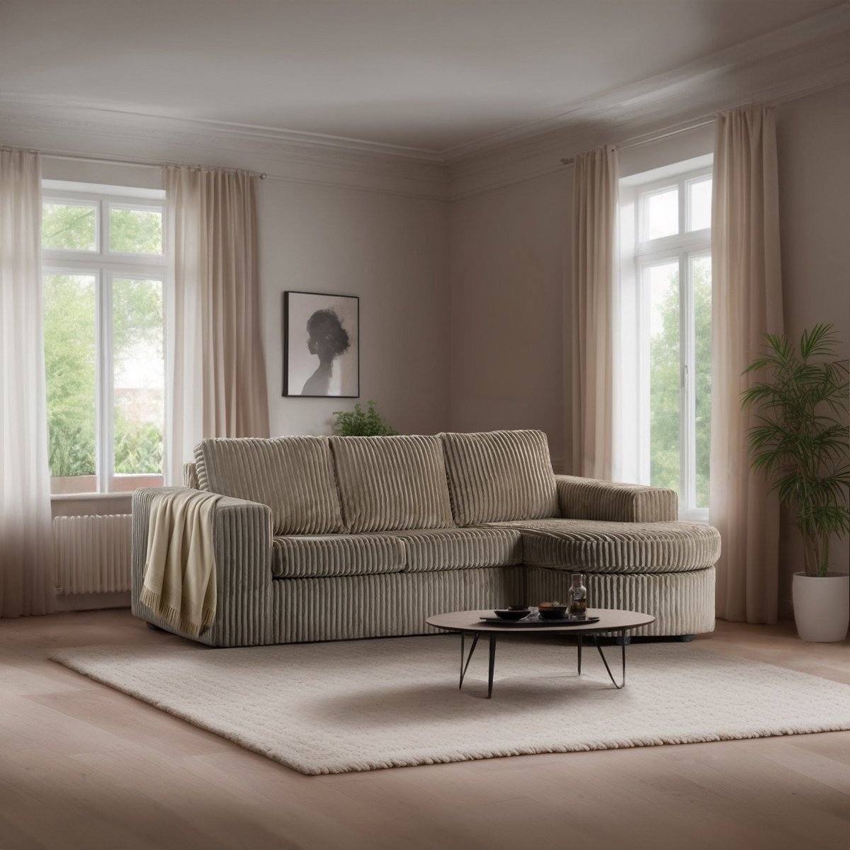 3 seater sofa CL L+R, fabric Tillia 03, L460 beige