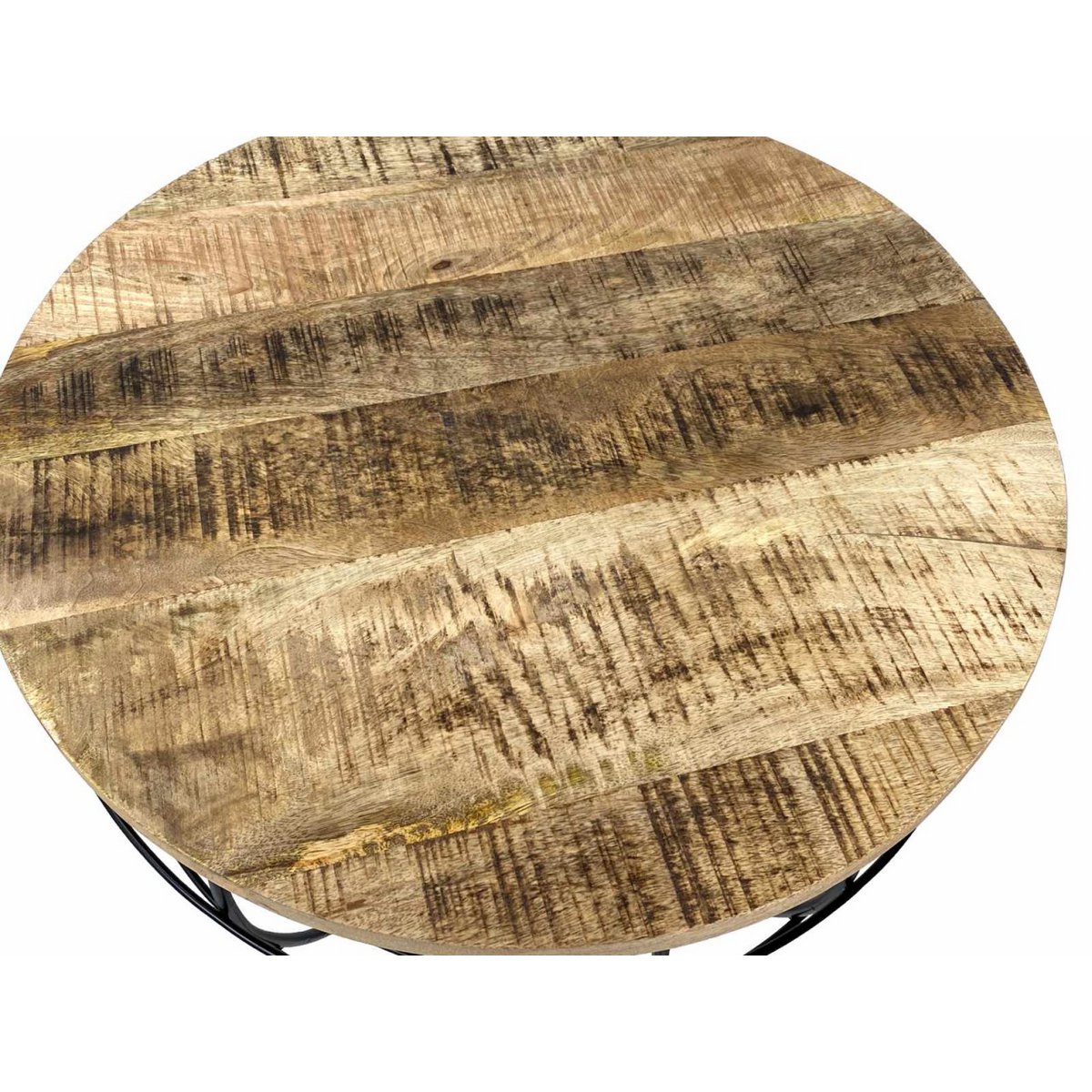 Handgemaakte salontafel met metalen roosterframe - donker oud hout