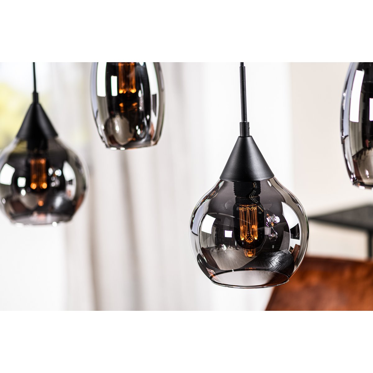 Hanglamp - 5-lichts - smoke glas