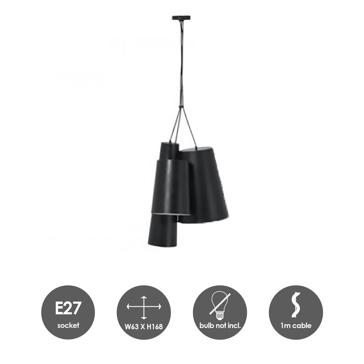 Home Sweet Home Hanging lamp Bowd - Black - 63x63x168cm