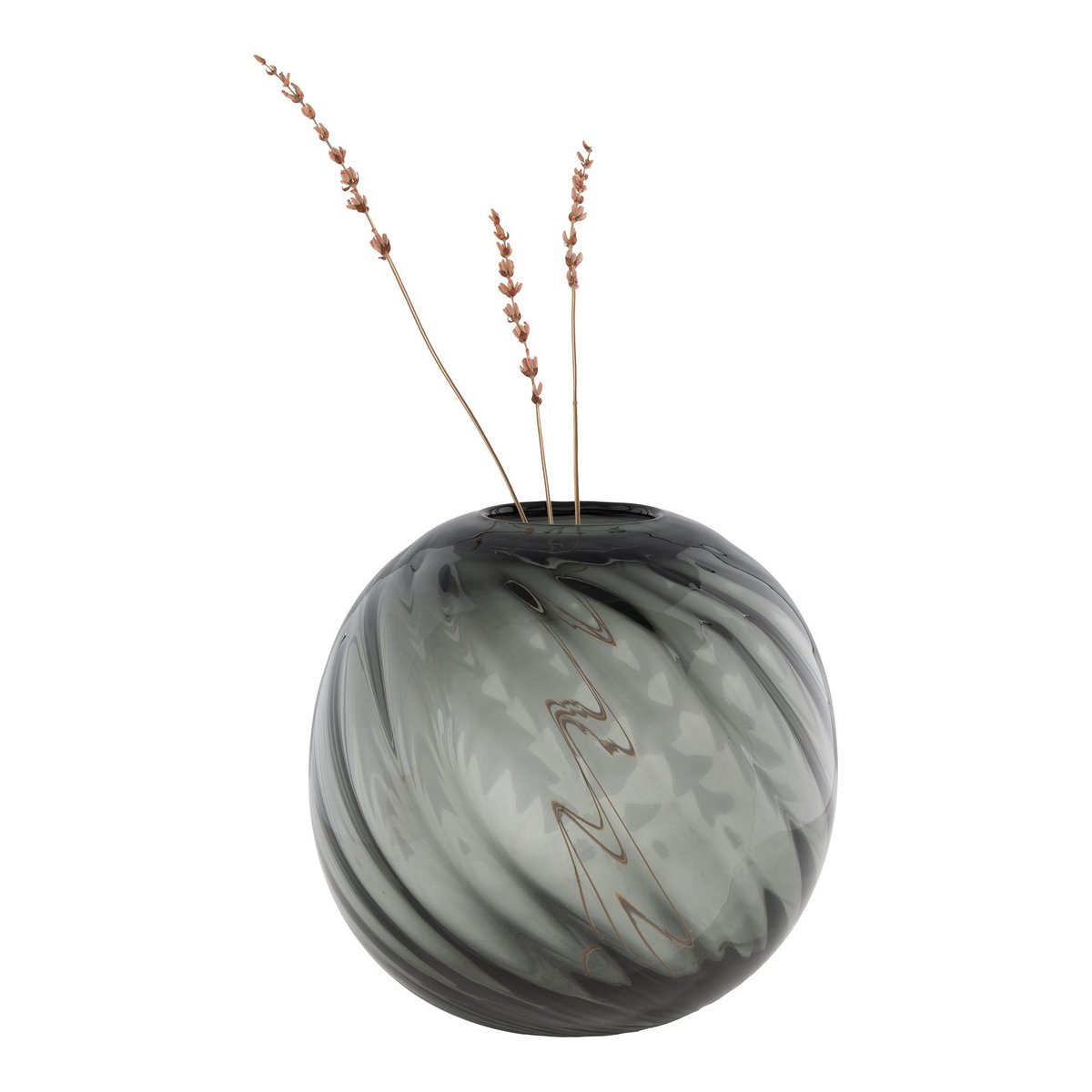 Vase - Vase in mouthblown glass, grey, round, Ø20x19 cm