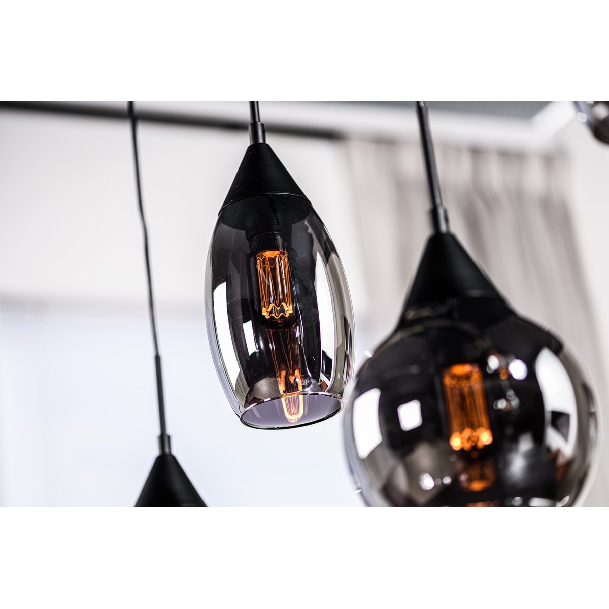 Hanglamp - 5-lichts - smoke glas