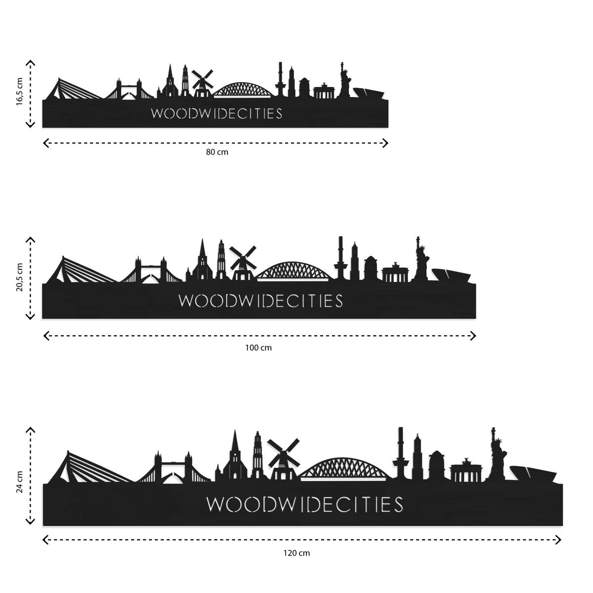 Skyline Amsterdam van zwart MDF