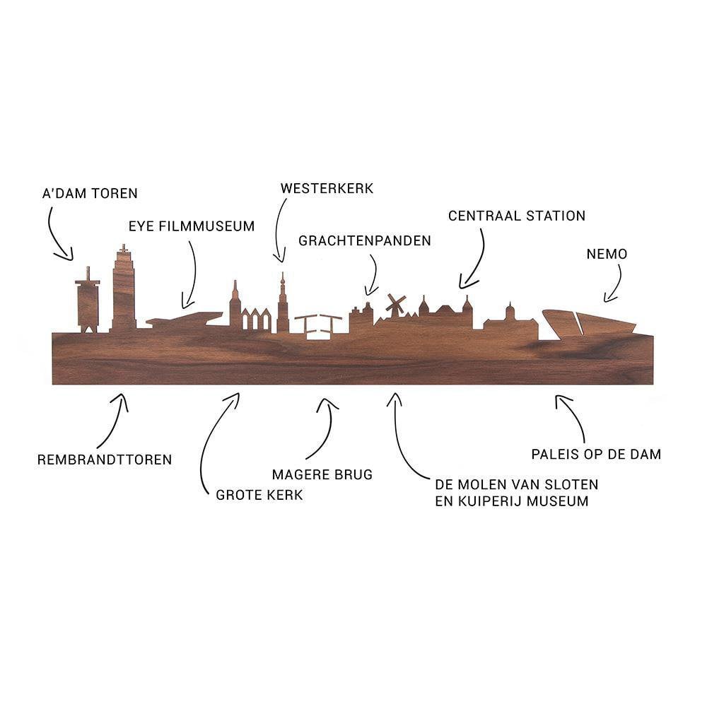 Skyline Amsterdam van Amerikaans walnoot