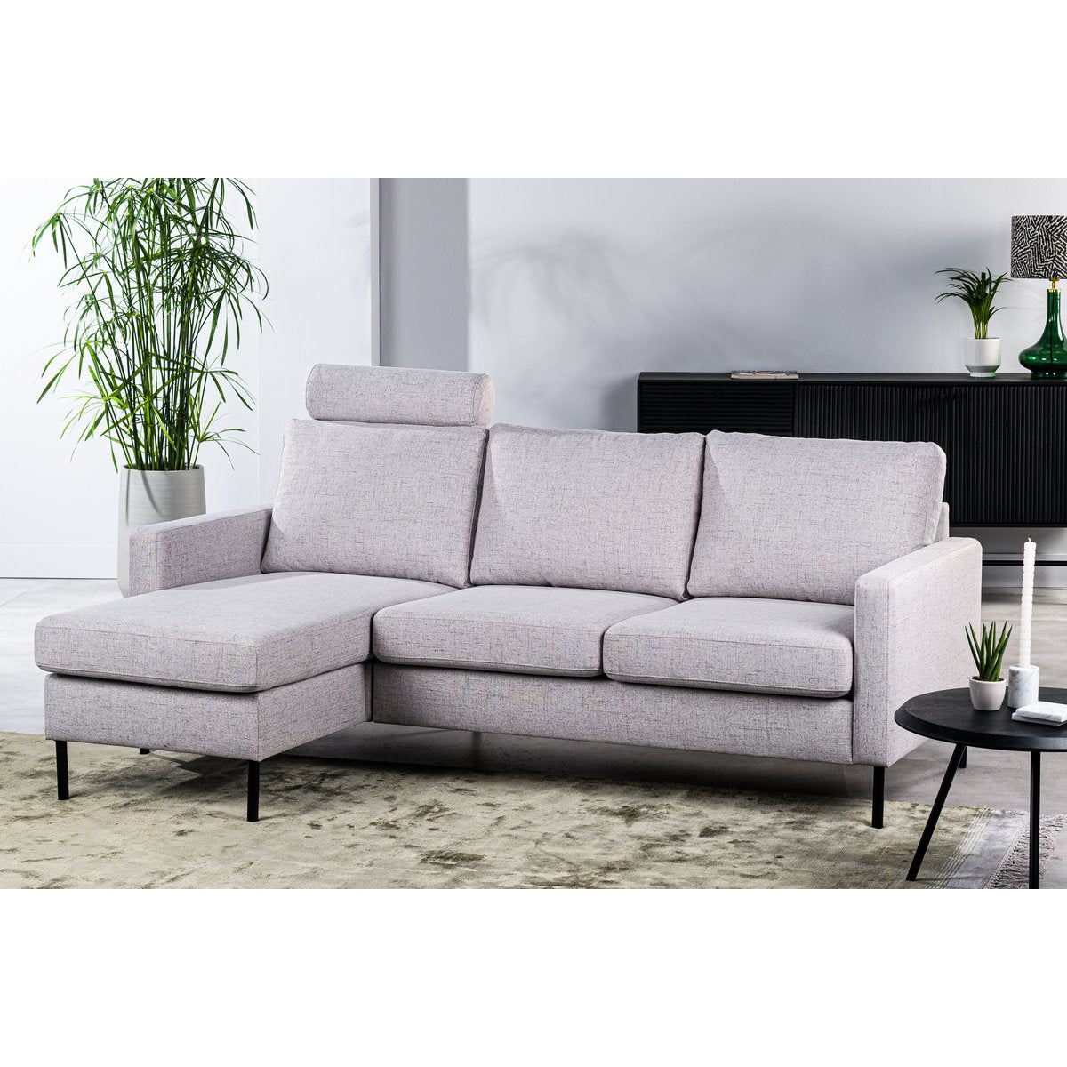 3 seater sofa CL L+R, with headrest, fabric Valente, V311 gray