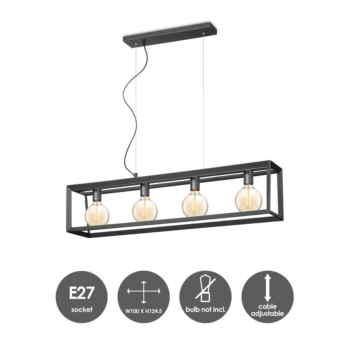 Home Sweet Home Dito Square 4 Light Hanging Lamp Black