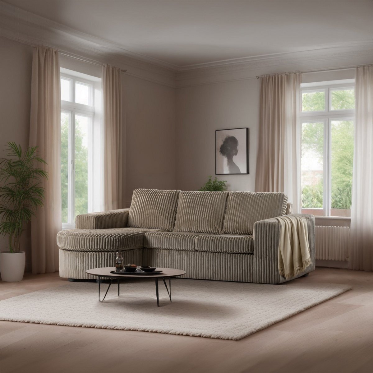 3 seater sofa CL L+R, fabric Tillia 03, L460 beige
